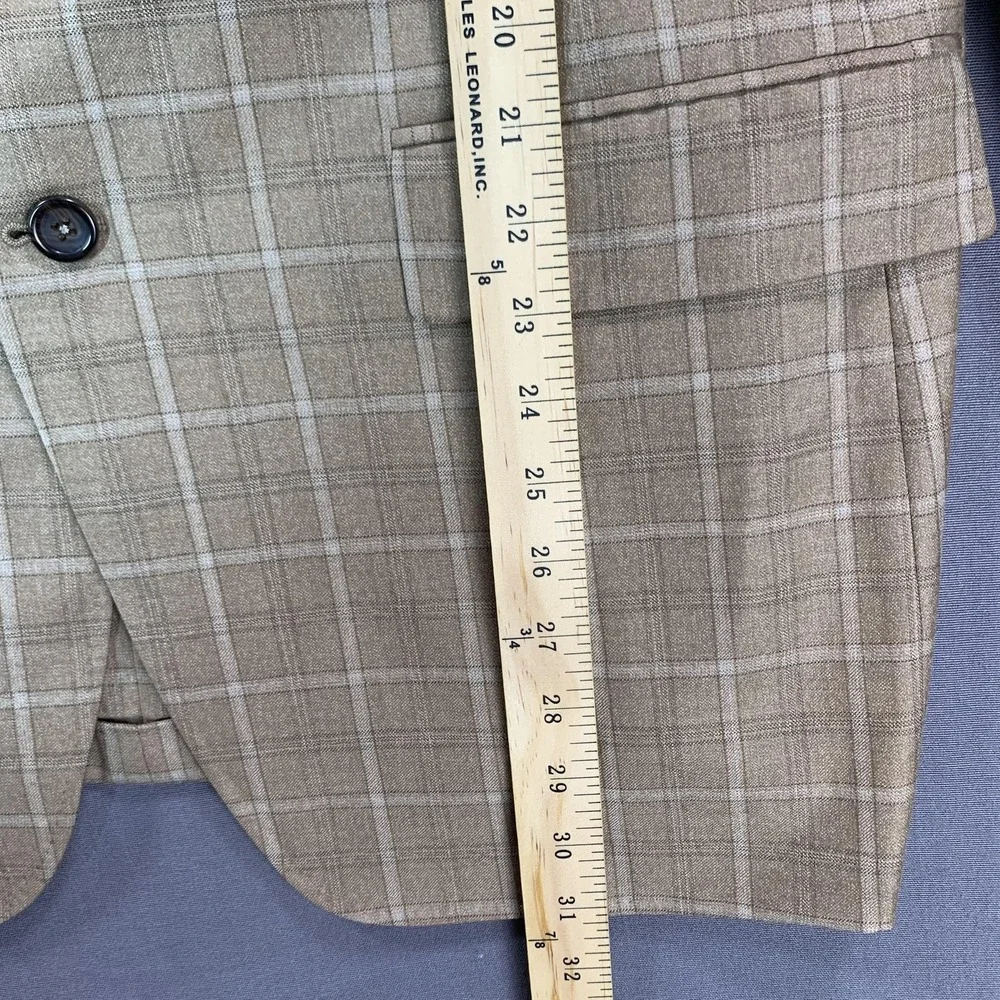 Canali Kei Blazer Mens 56R Brown Windowpane Wool Sport Coat Jacket Made In Italy